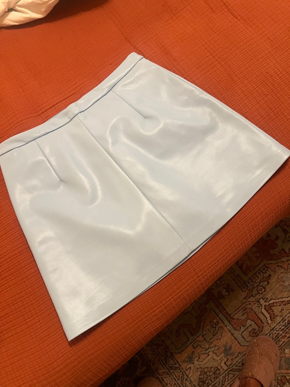 Scoop NYC Light Blue Faux Leather Mini Skirt